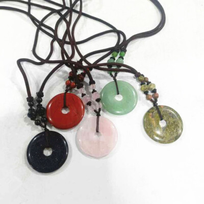 5pcs Charms Donut Mixed Natural Stone Crystal Stone Necklace Pendant for Jewelry