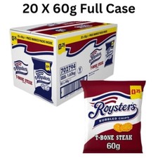 Roysters T-Bone Steak Crisps 20 X 60g Full Box/Trending Crisp/ Party School Pack