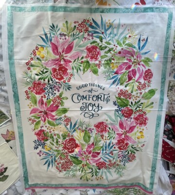 Fabric Panel.  Comfort And Joy Wreath.  From Creat Joy Project.  36 