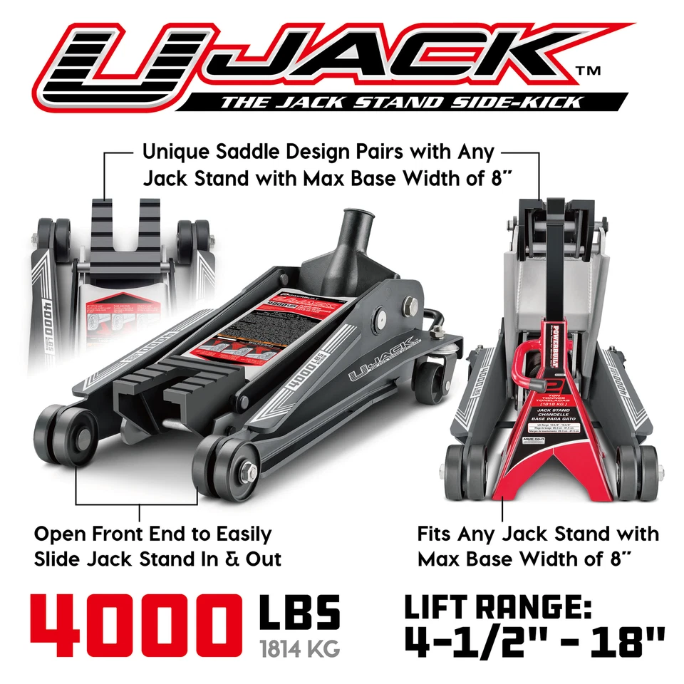 Gato de piso U-Jack Powerbuilt 4000 lb (2 toneladas) - 620516 Foto 2 de 4