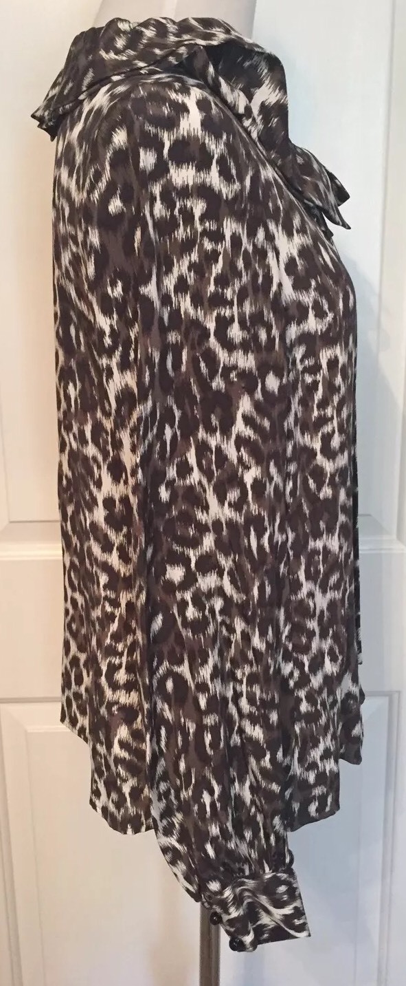 Kate Spade NY blouse Black White Gray Animal Print Long Sleeve size 6 thumbnail 6