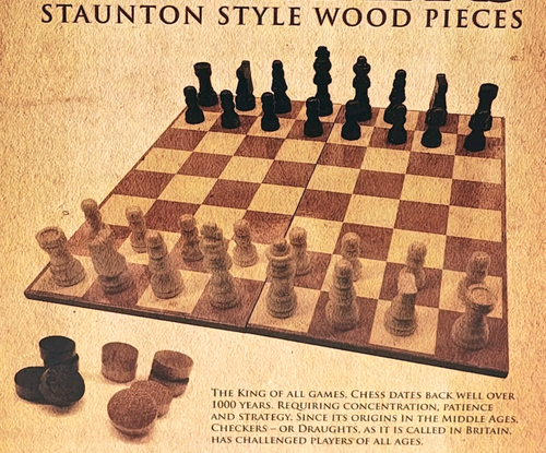 Chess & Checkers Staunton Style Wood Pieces Bookshelf Games - Cardinal Complete - Picture 3 of 10
