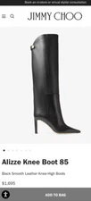 JIMMY CHOO Women's Alizze 85 High-Heel Black Tall Boots EUR Size 36