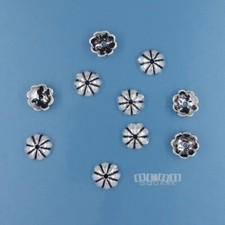 10 Oxidized Sterling Silver 1.8mm x 5.5mm Solid Floral Bead Caps Spacers 33863