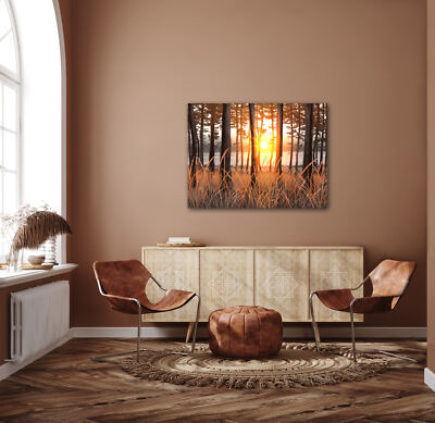 Sunset in the Forest - Wall Art Landscape Sunset Forest Canvas Print D. Tronborg