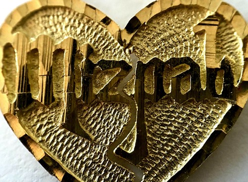 New Mizpah 14K Solid Yellow Gold Heart Shape Charm Pendant - Picture 10 of 12