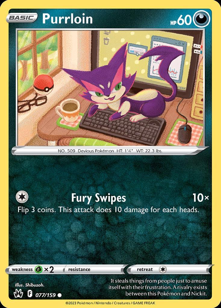 Pokemon Purrloin (77/160) Crown Zenith NM