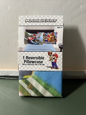 Nintendo Mario Kart  Super Race (1) Reversible Pillowcase - Brand New!