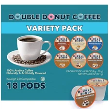 Double Donut Flavored Coffee Variety Pack Includes Hazelnut Caramel Chocolate...