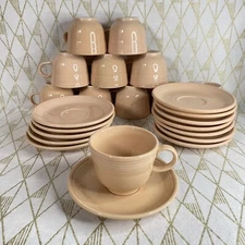 Fiesta Homer Laughlin Coffee Tea Cup Saucer Set Apricot Peach Fiestaware