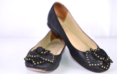 Taryn Rose Women's Slip On Flats Sz 38 Babylon 8M US Metallic Leather Black Fun