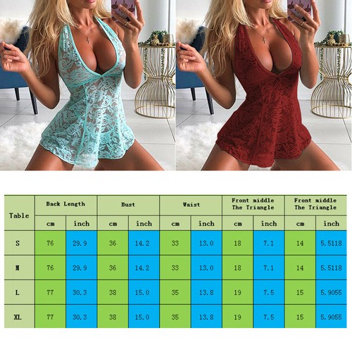 Mini Dress Lingerie Women Sexy Lace Babydoll Nightdress Nightwear Sleepwear Sets - Picture 2 of 13