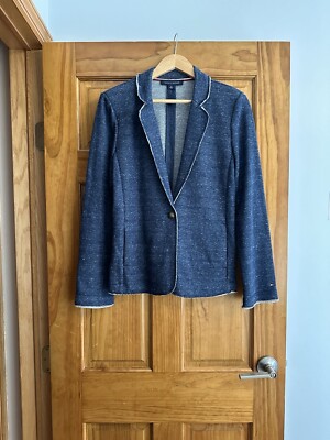 NWT Tommy Hilfiger Women French Terry Blazer Jacket Blue Size