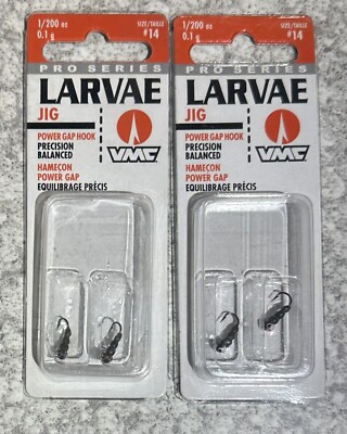 2 Packs VMC Pro Series Larvae Ice Fishing Jig Crappie Minnow 1/200 OZ