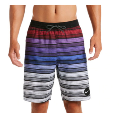 New NIKE sz large swim trunks shorts drawstring elastic waist blue