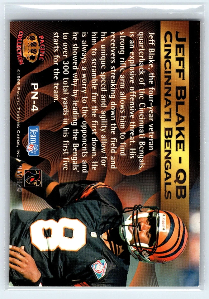 Jeff Blake 1995 Pacific Crown Royale Pride of the NFL Cincinnati Bengals #PN-4 - Image 2 of 2