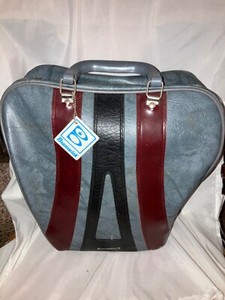  Brunswick Bowling Ball Bag Gray w/Dark Red Black Stripes Vtg BowlersTote