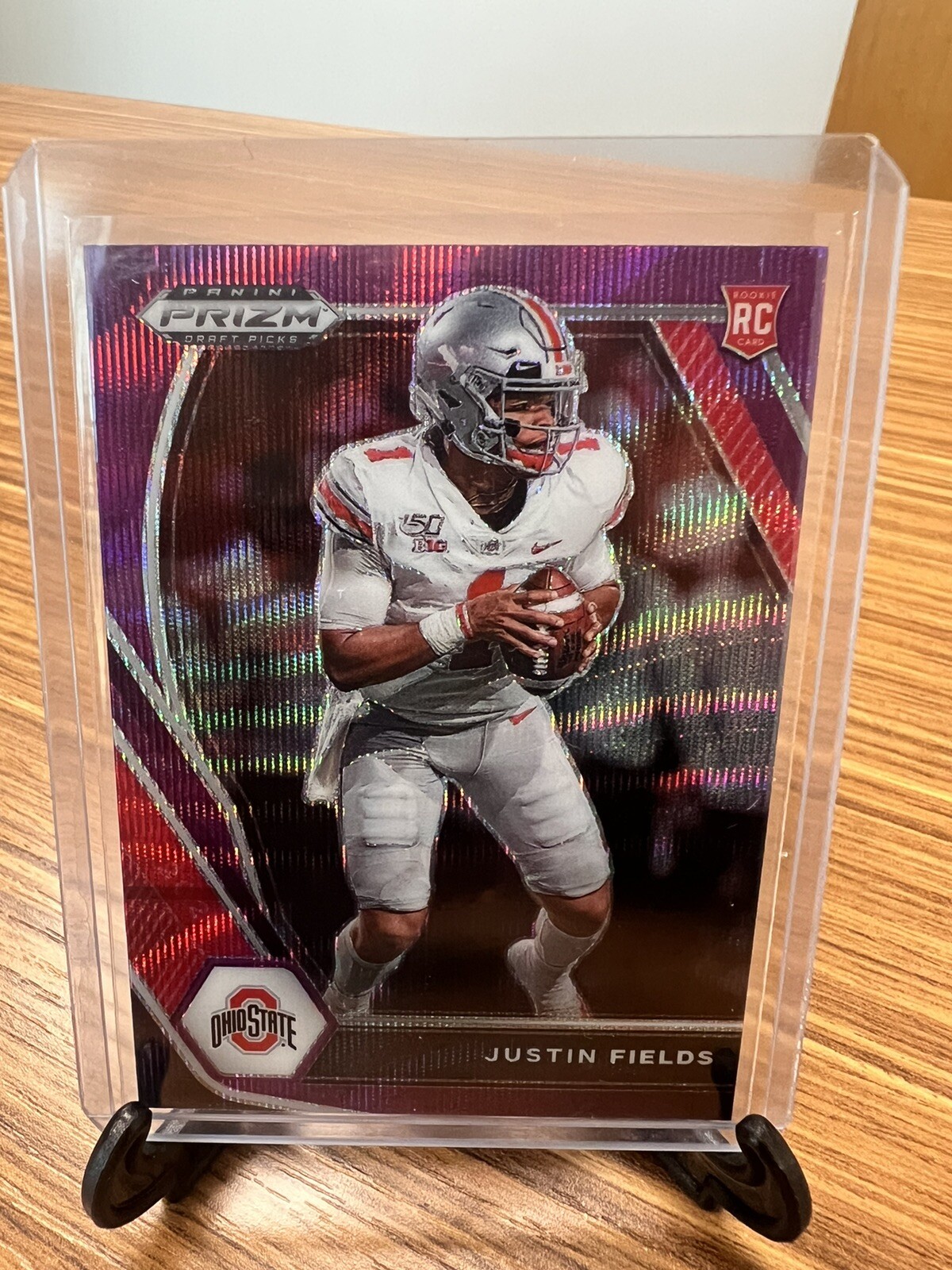 2021 Panini Prizm Draft Picks Justin Fields Purple Wave Prizm Rookie RC #121