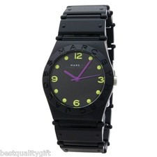 NEW MARC BY MARC JACOBS LARGE JORIE BLACK/GREEN ALUMINUM STRAP WATCH-MBM3515