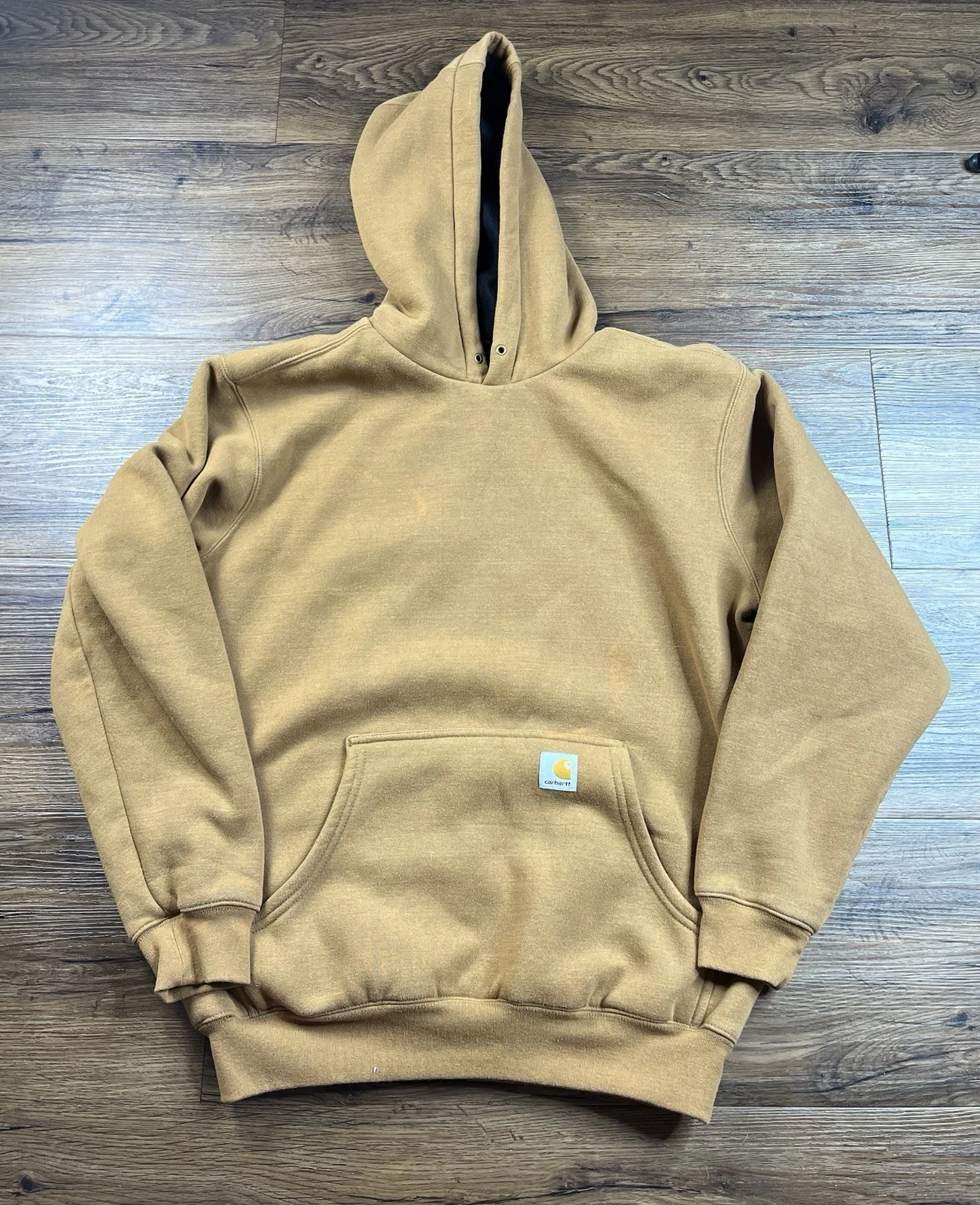 Vintage Carhartt Hoodie Mens Small Brown Thermal Line Pullover J170 BRN Distress