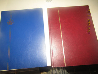 STOCK BOOKS (2) EMPTY MAROON & BLUE EACH 16 WHITE PAGES 32 SIDES 10 STRIPS
