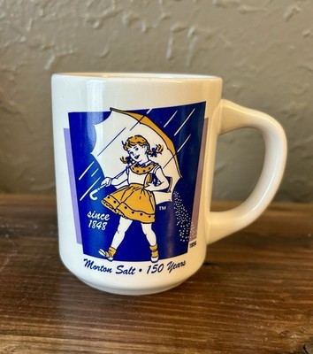 Morton Salt When It Rains It Pours Ceramic Mug Girl 1998 - 150 Anniversary