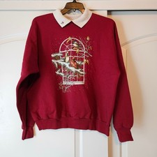 Morning Sun Cardinal Bird Sweatshirt Grannycore Winter Holiday Red Christmas