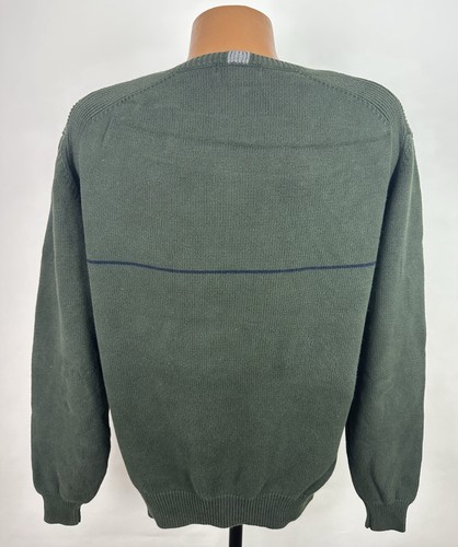 Suéter NAUTICA Vintage Años 90 M Desteñido Verde Oliva Algodón Cuello Redondo Tono Tierra Preppy - Imagen 9 de 14