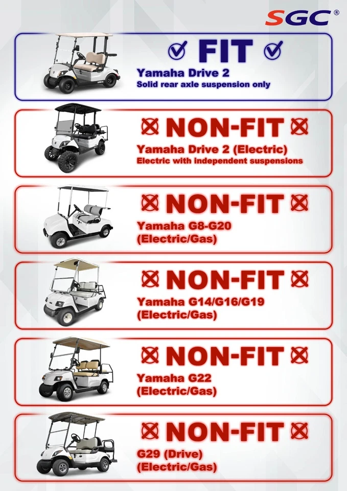 SGC 6" Coil-Over A-Arm Lift Kit for YAMAHA DRIVE2 SOLID AXLE (Fleet) Golf Cart - Изображение 3 из 3