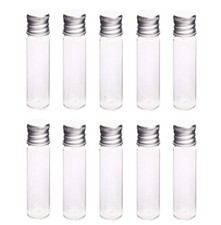 10Pcs Glass Sealed Bottle with Screw Aluminum Cap Clear Tiny Empty Sample Via...