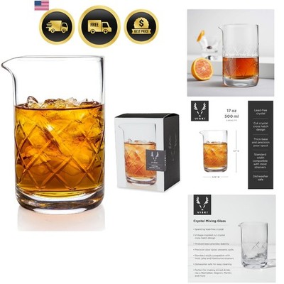 Cocktail Mixing Glass 17 Oz. Crystal Pitcher Thick Base Design Bartending Gla...