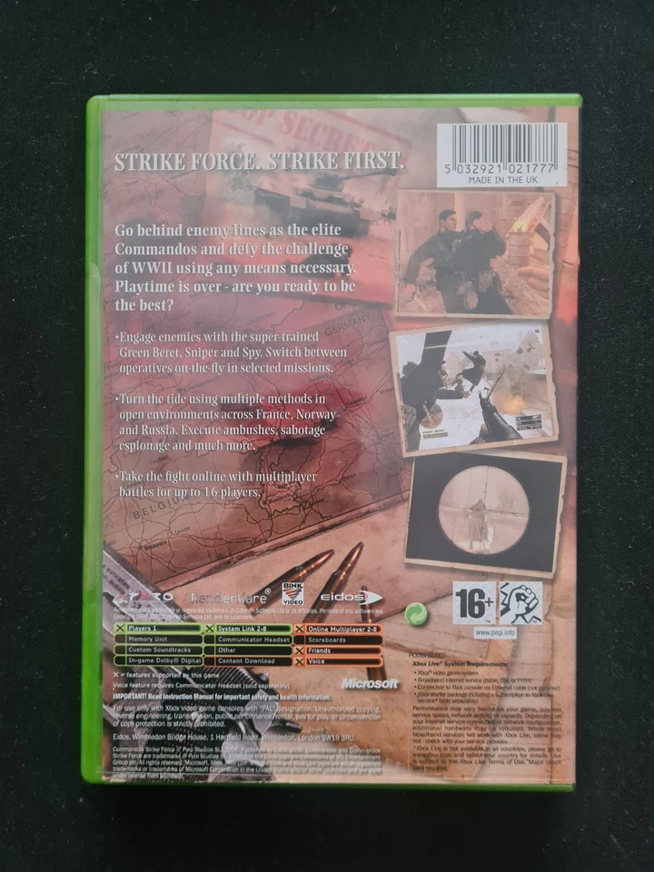 COMMANDOS STRIKE FORCE UK PAL Version COMPLETE Game Microsoft Xbox Original OG - Image 2 of 4