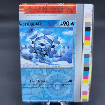 Pokemon TCG NFC Error Miscut Cryogonal 055/197 Reverse Holo Obsidian Flames