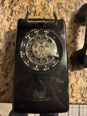 Bell System Western Electric Black Rotary Wall Telephone Untested Model A/B 554