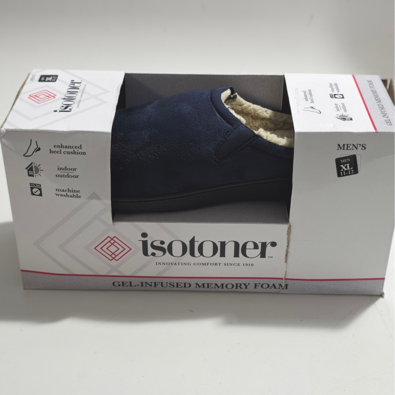Mens Xl 11-12 Navy Blue Microsuede Memory Foam New