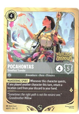 Disney Lorcana Pocahontas Steadfast Traveler Pre-release Promo Wilds Unknown