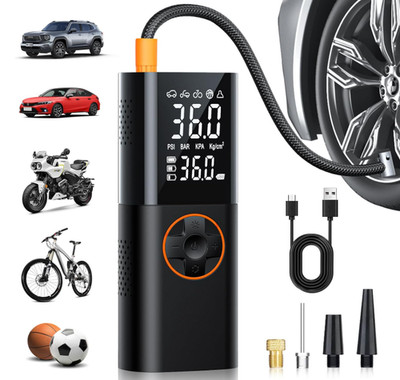 Inflador portátil 150 PSI sin cable con manómetro digital y LED para auto y bici