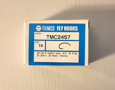 100 Tiemco Fly Tying Hooks, TMC 2457, Size 14, Fly Tying