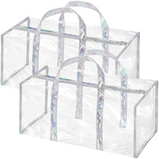 2 Pack Clear Duffle Bag for Women, Heavy Duty Sports Tote Gym Bags, Large PVC To