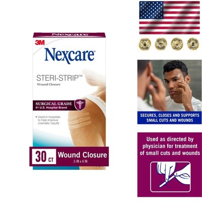 30 Pack Nexcare Steri-Strips - Secure Hypoallergenic Wound Closure for Healing