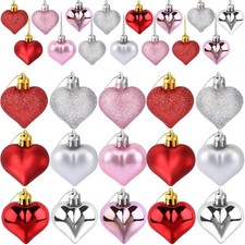24Pcs Valentine's Day Heart Shaped Ornaments Romantic Valentines Heart Hangin...