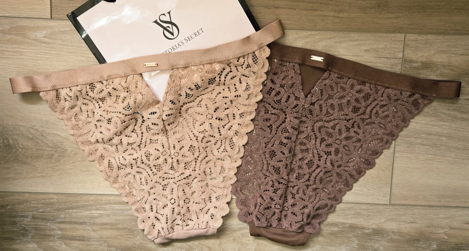 Lot of 2 NWT Victoria's Secret PINK Smooth Sheer Lace String Bikini Panties L - Image 2 of 3