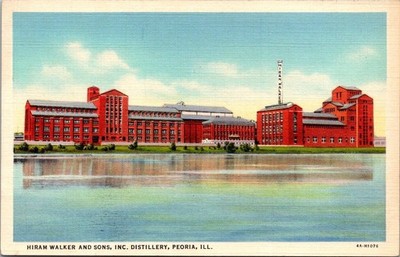 Hiram Walker and Sons Distillery Peoria Illinois Vintage Postcard B44.