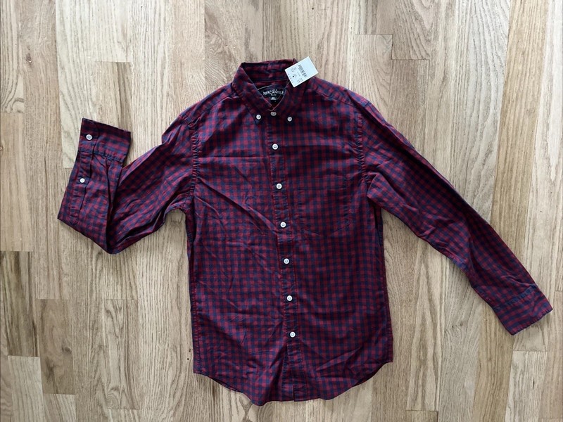 J.Crew Mercantile Flex Red & Navy Check Shirt  Men's Size XS NEW