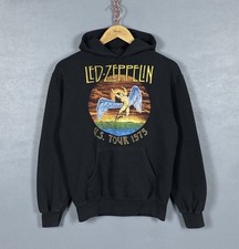 Led Zeppelin USA Tour 1975 Metal Hard Rock Merch 2007 Hoodie Men s S Black Rare