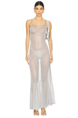 Bella Venice The Serafina Dress in Silver Medium New Womens Resort Maxi Gown