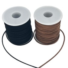 2 Rolls Faux Leather Cord, Flat Suede Lace for Jewelry Making, Black Brown