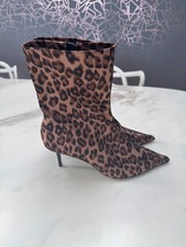 BNWT ZARA Leopard Animal Print Stiletto Ankle Boots Size 6/39