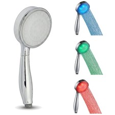 Chrome LED Handheld Shower Head Color Changing Light Up Handset Universal Fi