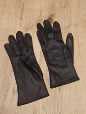 Vintage Mid Century Ladies Embossed Nylon One Size Black Gloves